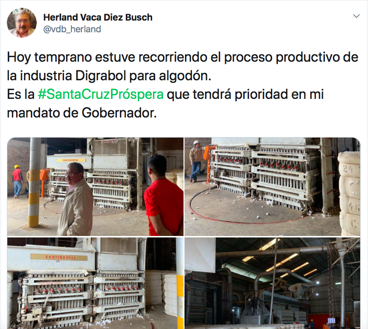 #SantaCruzPróspera: excívico Herland Vaca Díez muestra la Santa Cruz productiva