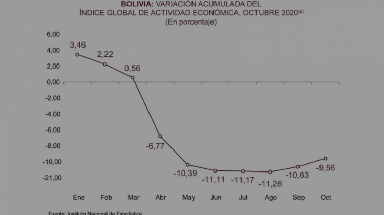 INE: Bolivia registró un decrecimiento de -9,56% del PIB a octubre