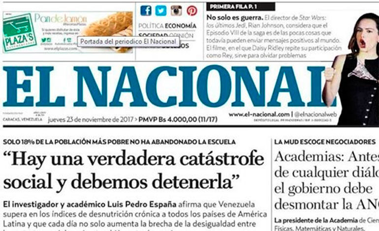 Solidaridad con diario venezolano El Nacional